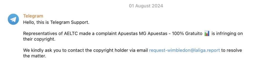 Notificacion Copyright Telegram